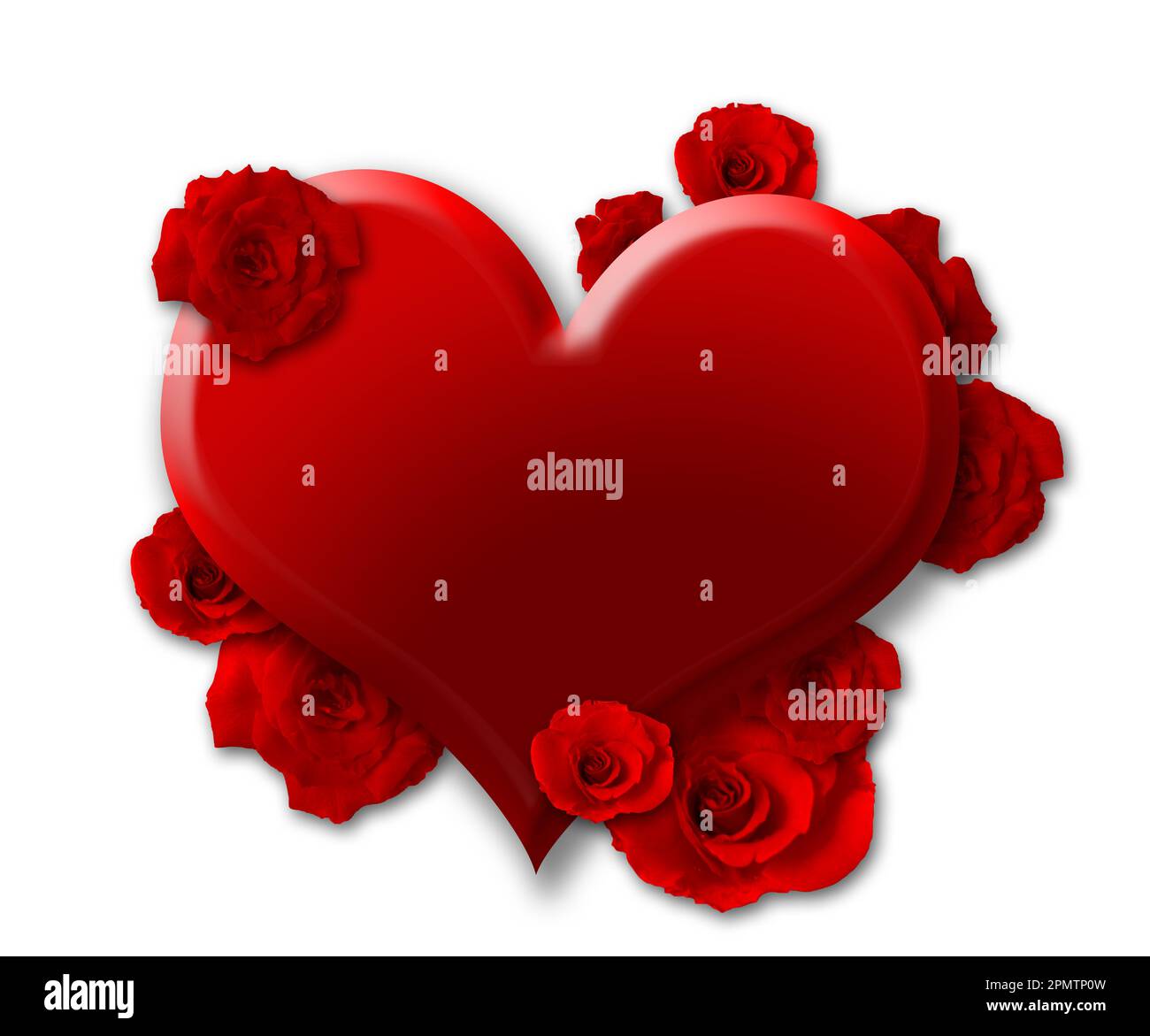 Valentines day background with red roses and heart Stock Photo - Alamy