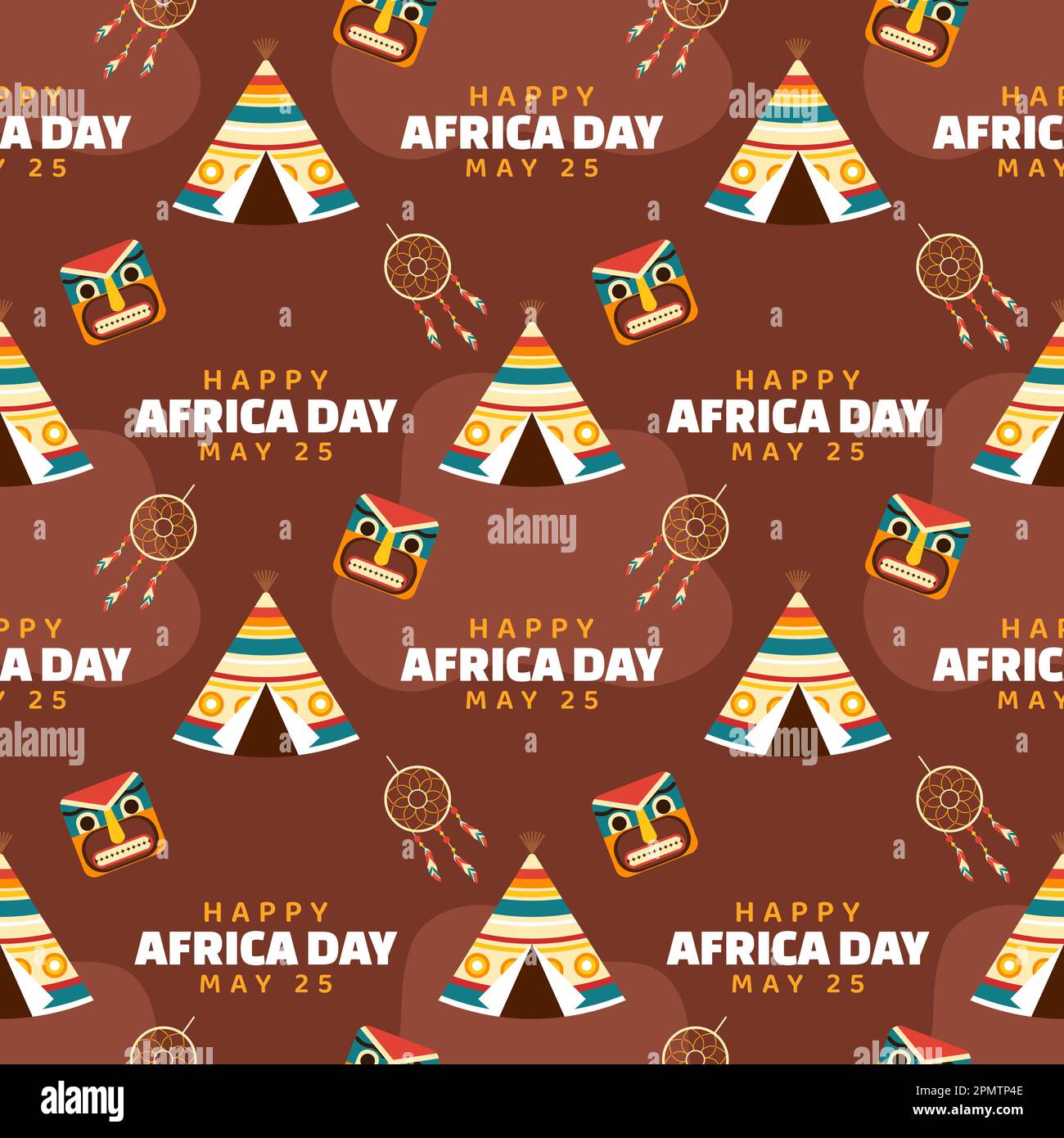 Happy Africa Day Seamless Pattern Design with Culture African Tribal ...