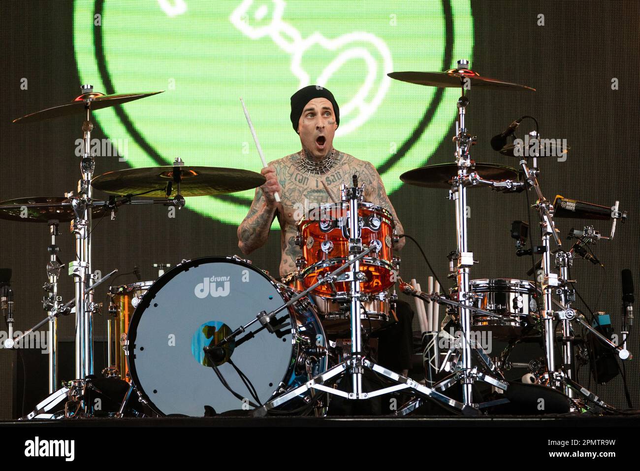 Travis Barker of Blink182 performs at the Coachella Music & Arts