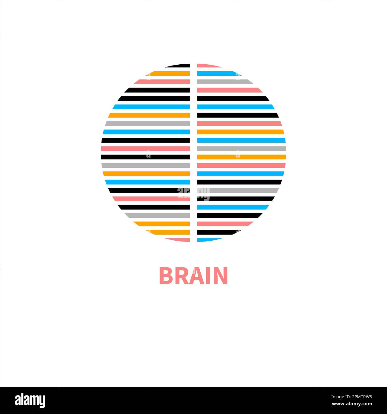 Brain minimal logo, brain hemispheres Stock Vector