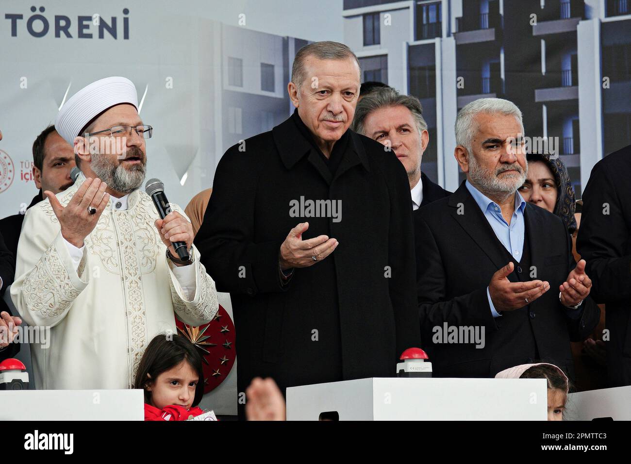 (left to right) Head of Religious Affairs Ali Erbas, Turkish President ...