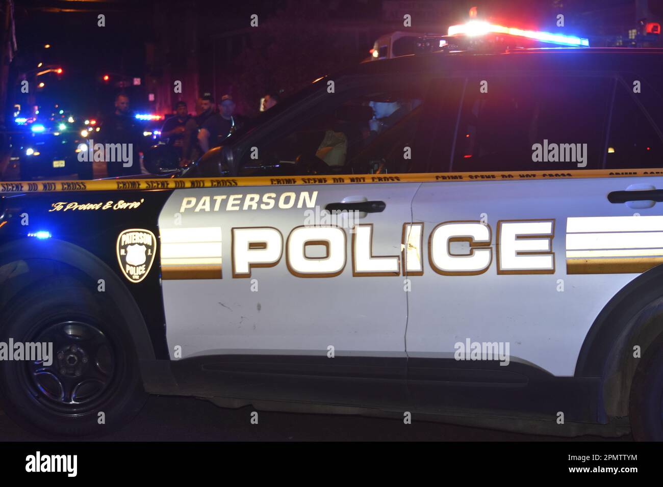 Paterson, United States. 14th Apr, 2023. A Paterson police vehicle