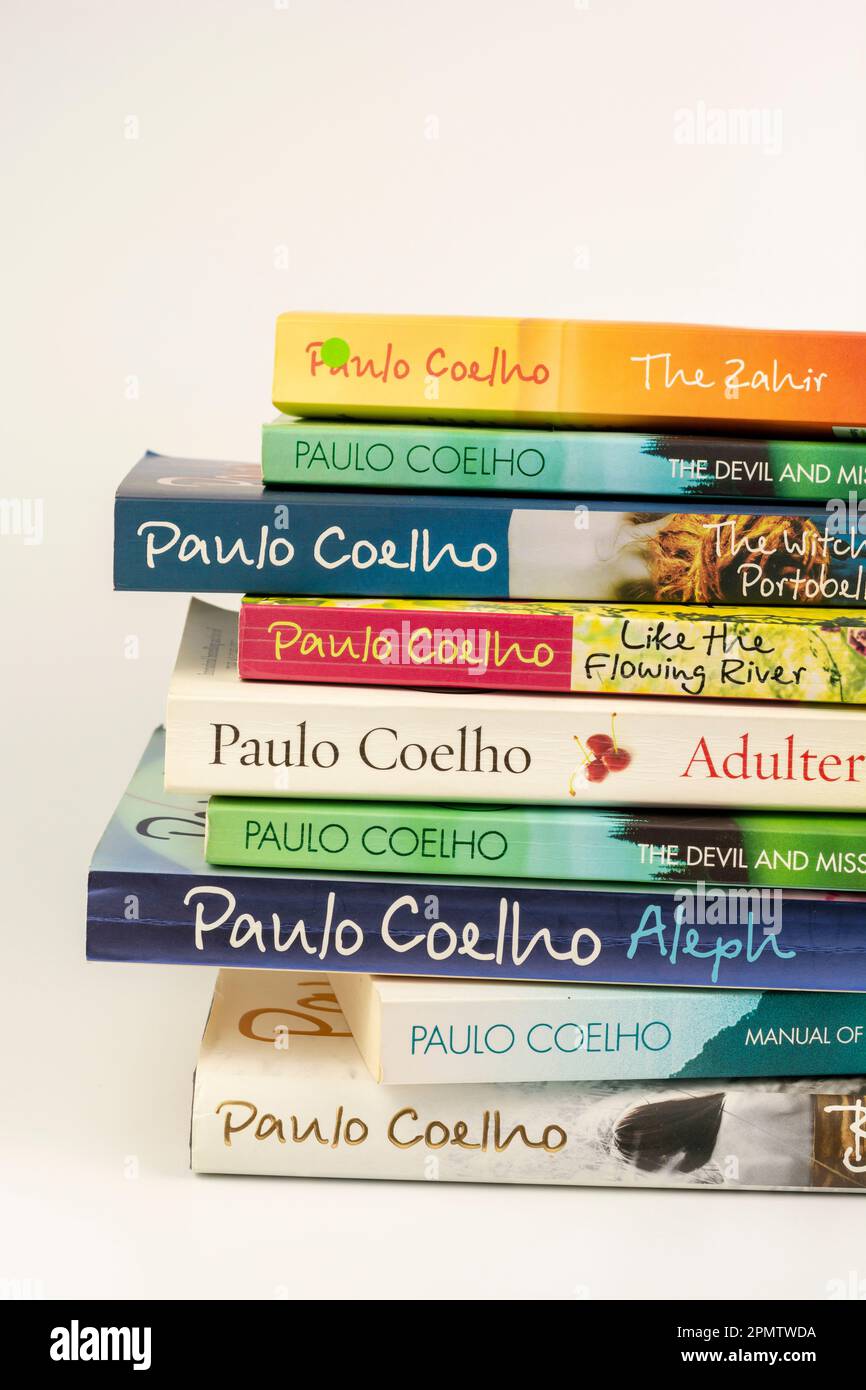 Nova Bana, Slovakia - April, 14, 2023 : A pile of books written by