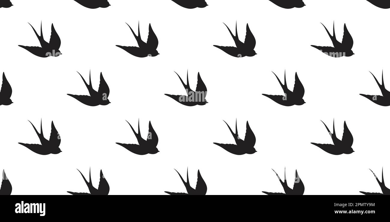 seagull bird Seamless Pattern vector Swallow bird isolated wallpaper background Stock Vector