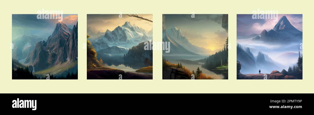 Foggy alps Stock Vector Images - Alamy