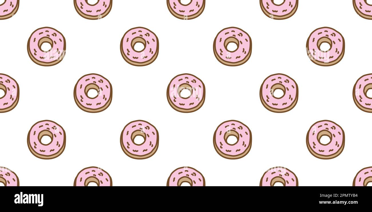Donuts Seamless Pattern vector cake isolated wallpaper doodle background Stock Vector