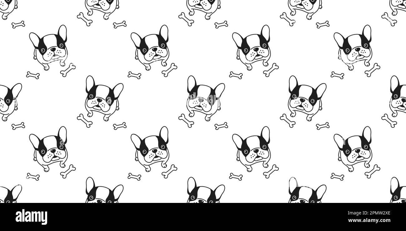 dog seamless french bulldog vector pattern pug sit bone isolated ...