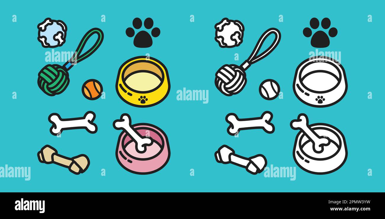 dog vector icon toy puppy dog paw bone cartoon character illustration