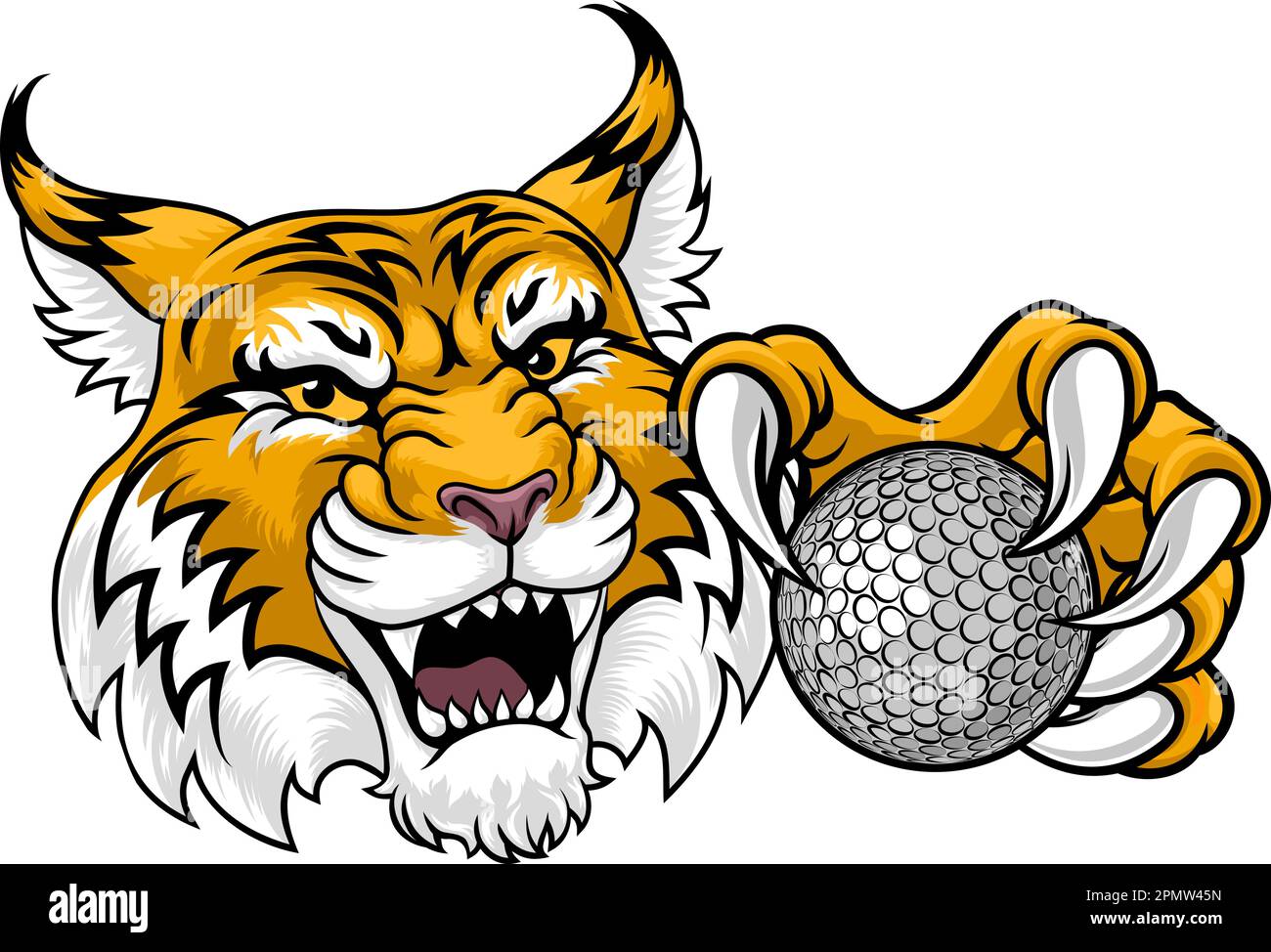 Wildcat Bobcat Golf Ball Sport Team Cartoon Mascot Stock Vector