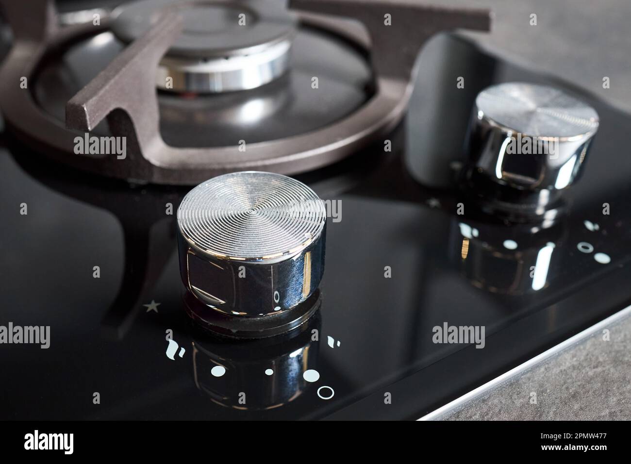 Contemporary black tempered glass gas stove hob with Two burners with