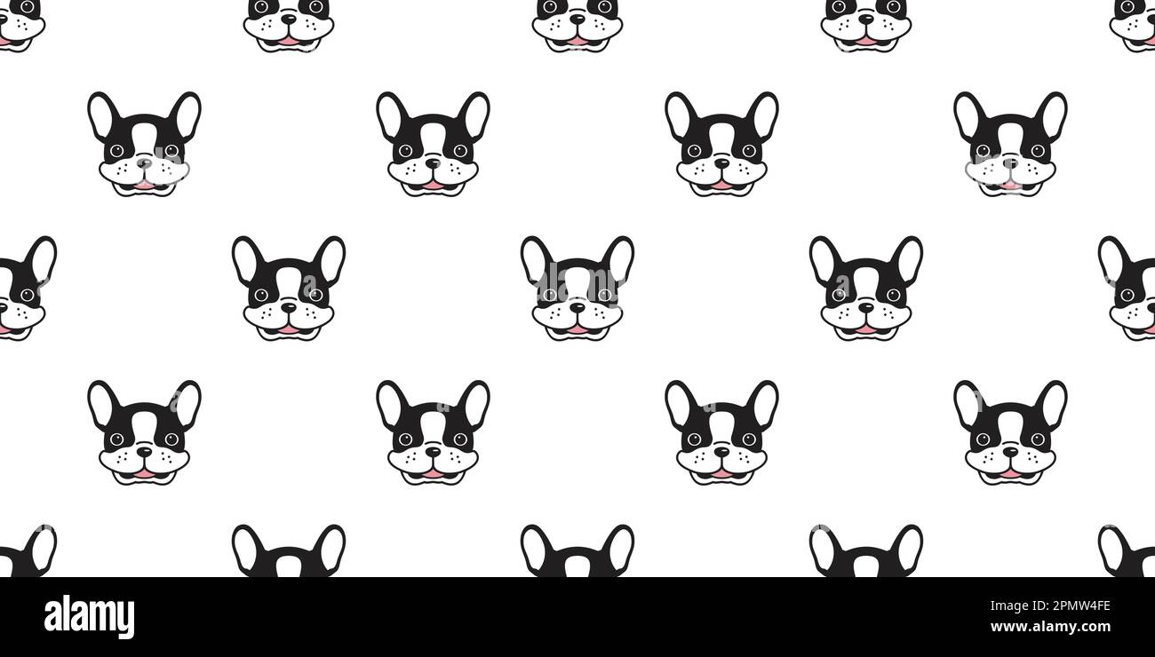 dog seamless pattern vector french bulldog pug happy isolated doodle ...