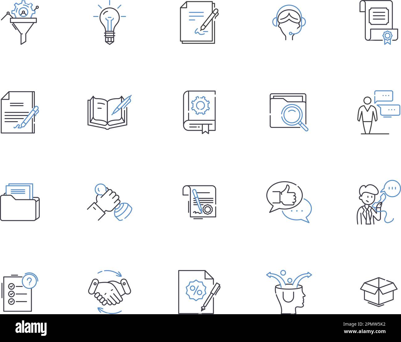 Intellectual property outline icons collection. Copyrights, Patents, Trademarks, Licensing, Royalties, Trade Secrets, Invention vector and Stock Vector