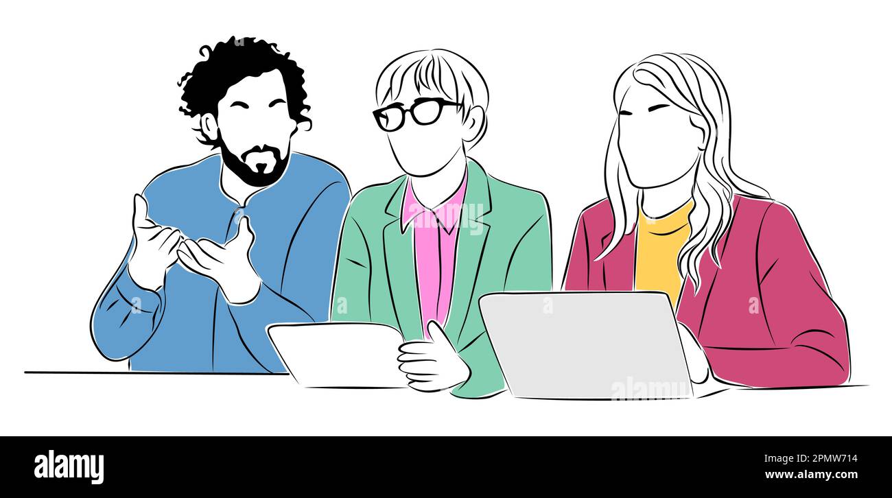 Business men and women working together vector Stock Vector Image & Art