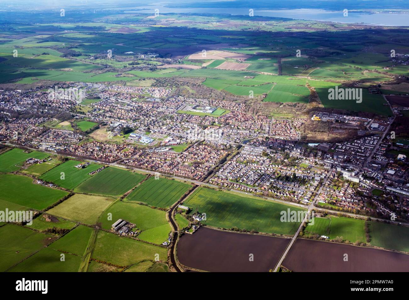 Aerial view of Broxburn and Uphall, West Lothian, Scotland Stock Photo