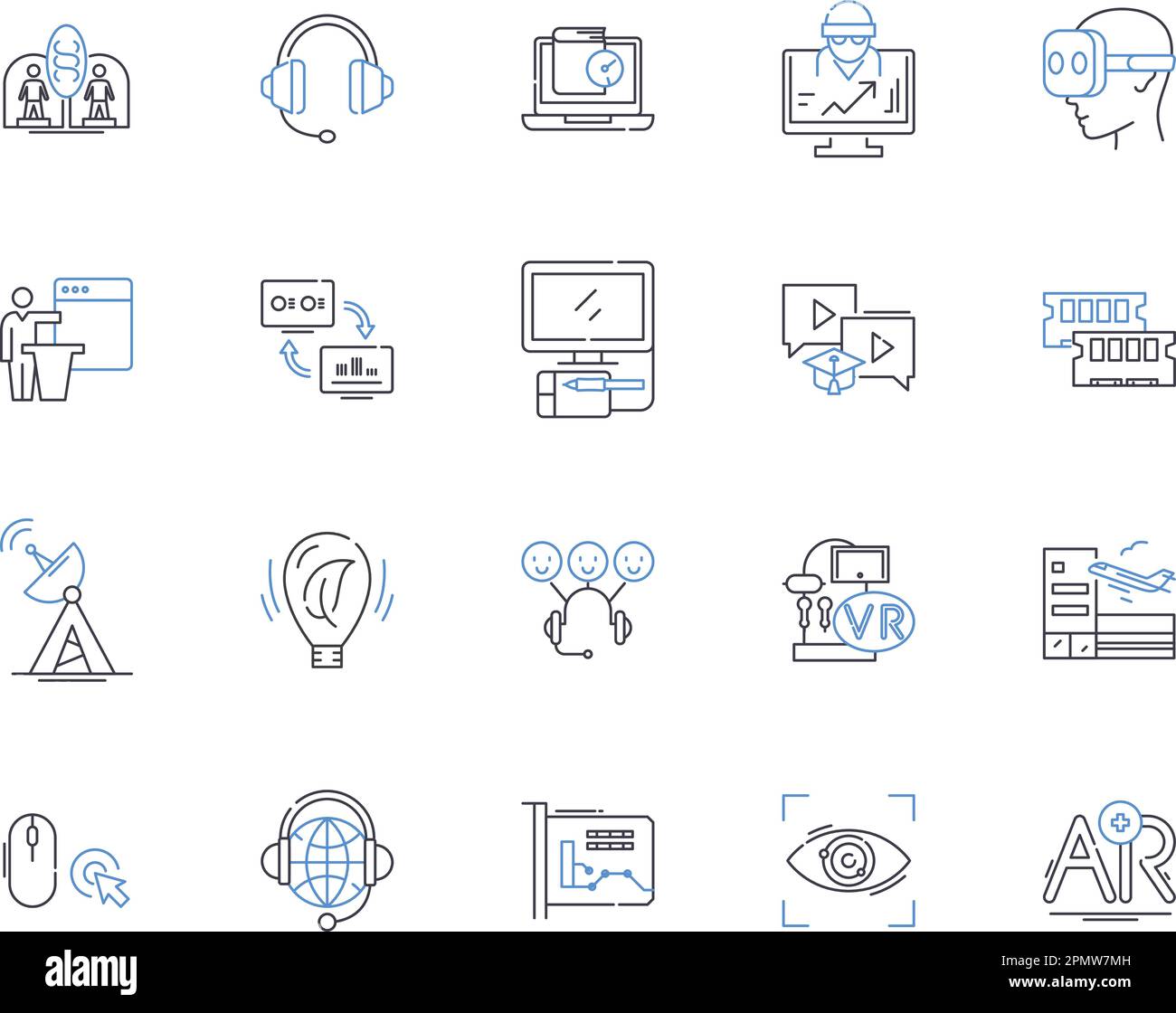 Electronic store outline icons collection. Electronics, Store, Shop
