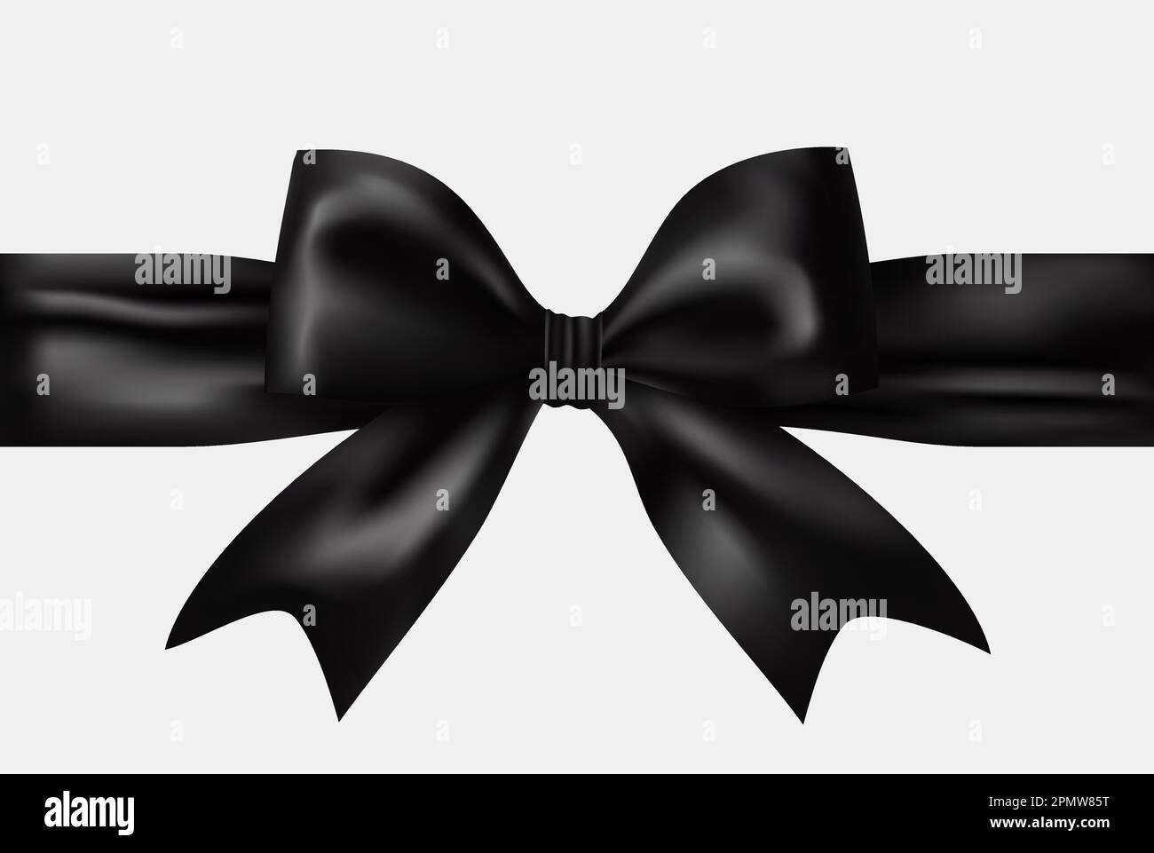 Shiny black silk ribbon isolated on white background. Vector black