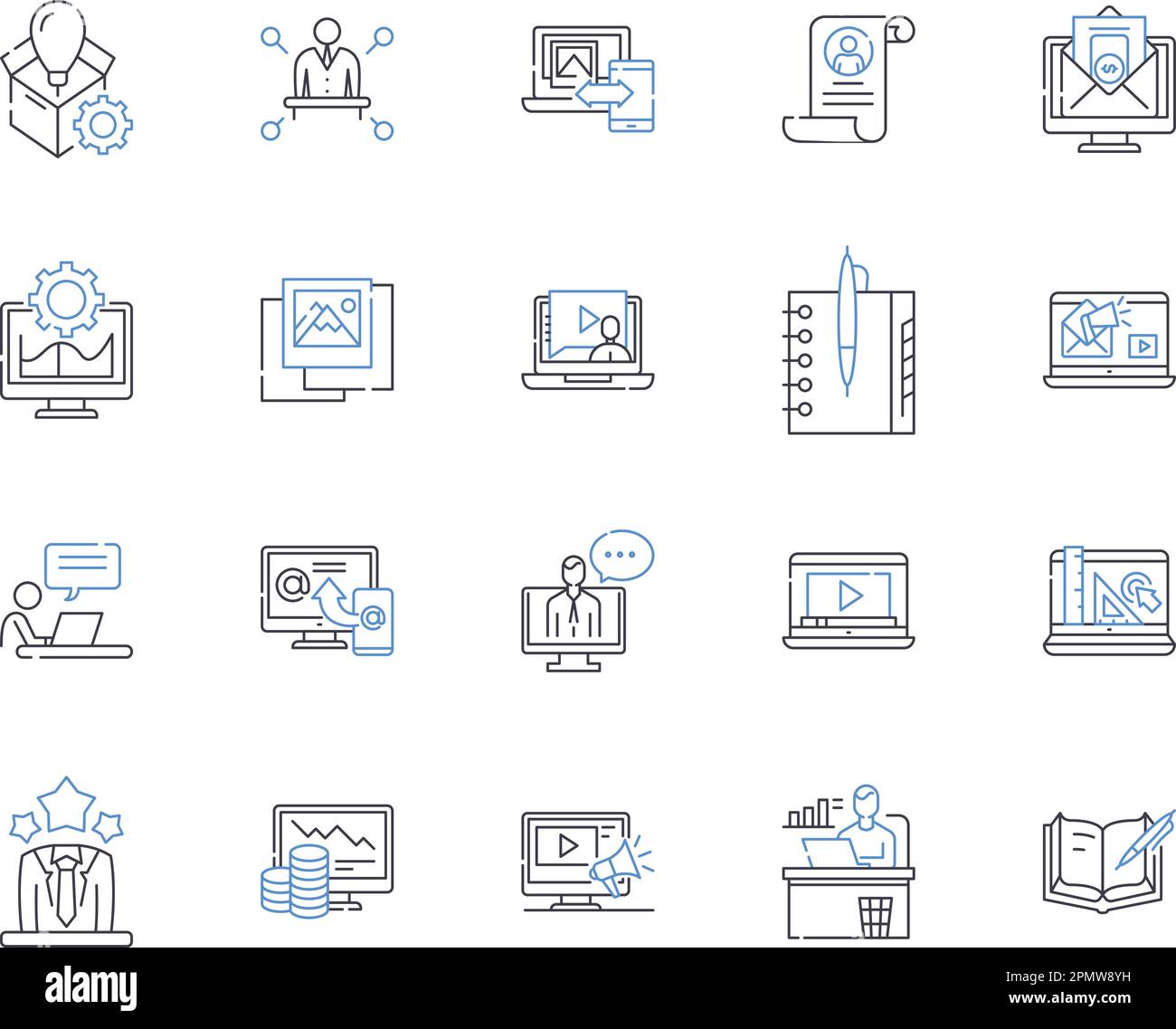 Workflow and career outline icons collection. career, workflow, jobs ...
