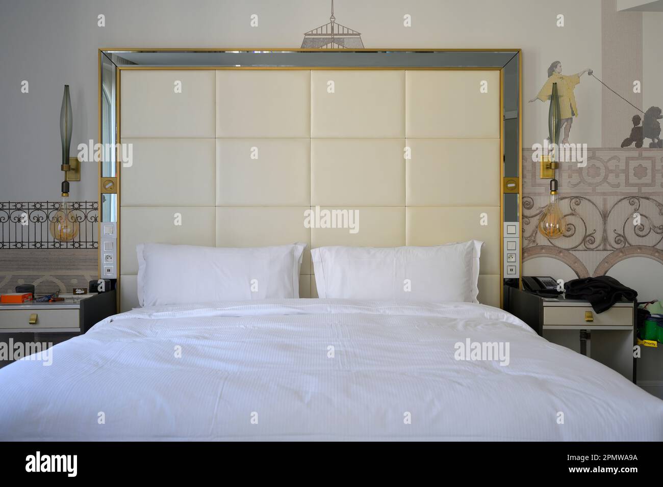 Executive guest room at the Hilton Paris Opera hotel, Paris FR Stock Photo