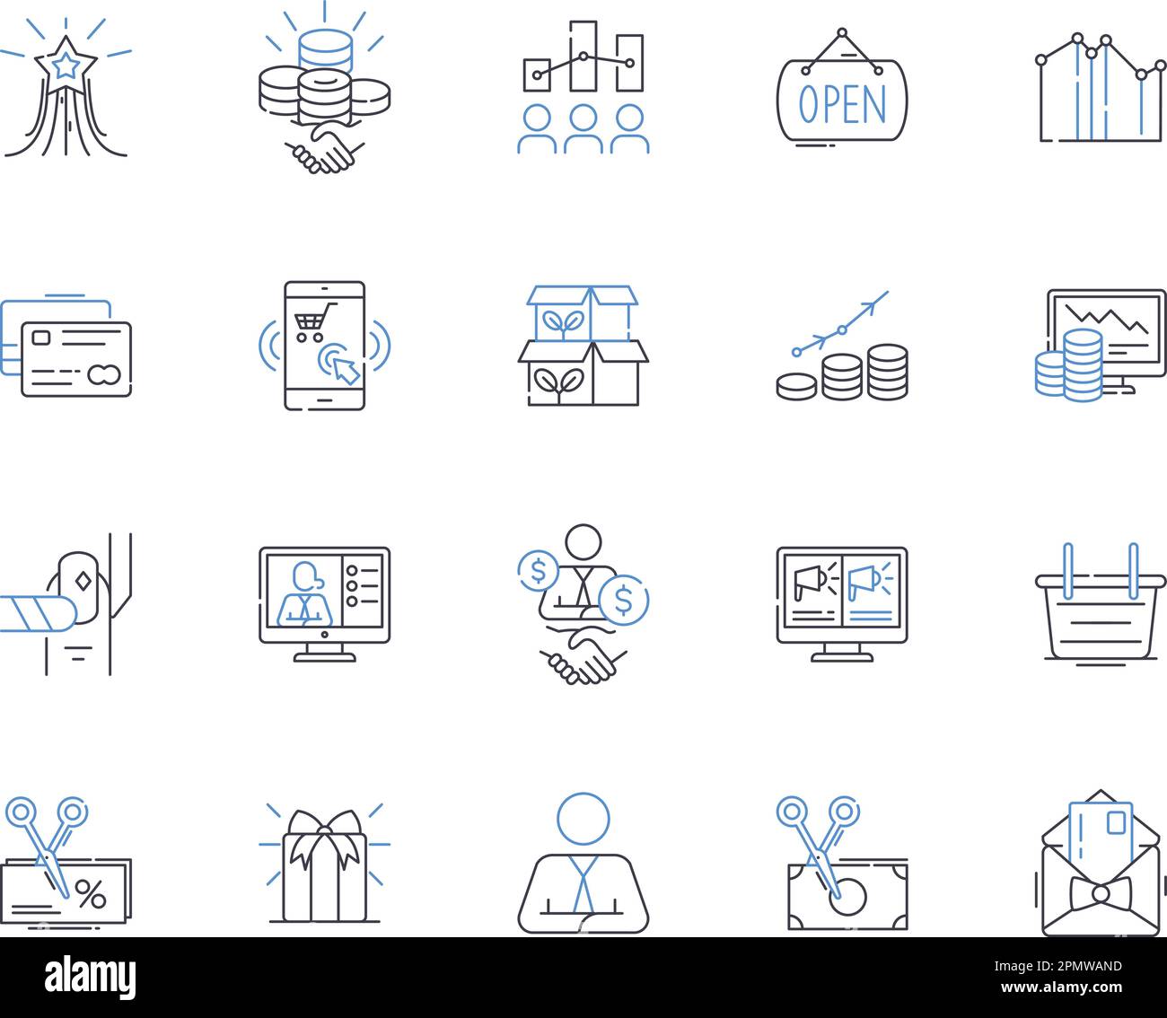 Store and profit outline icons collection. Retail, Shop, Profit