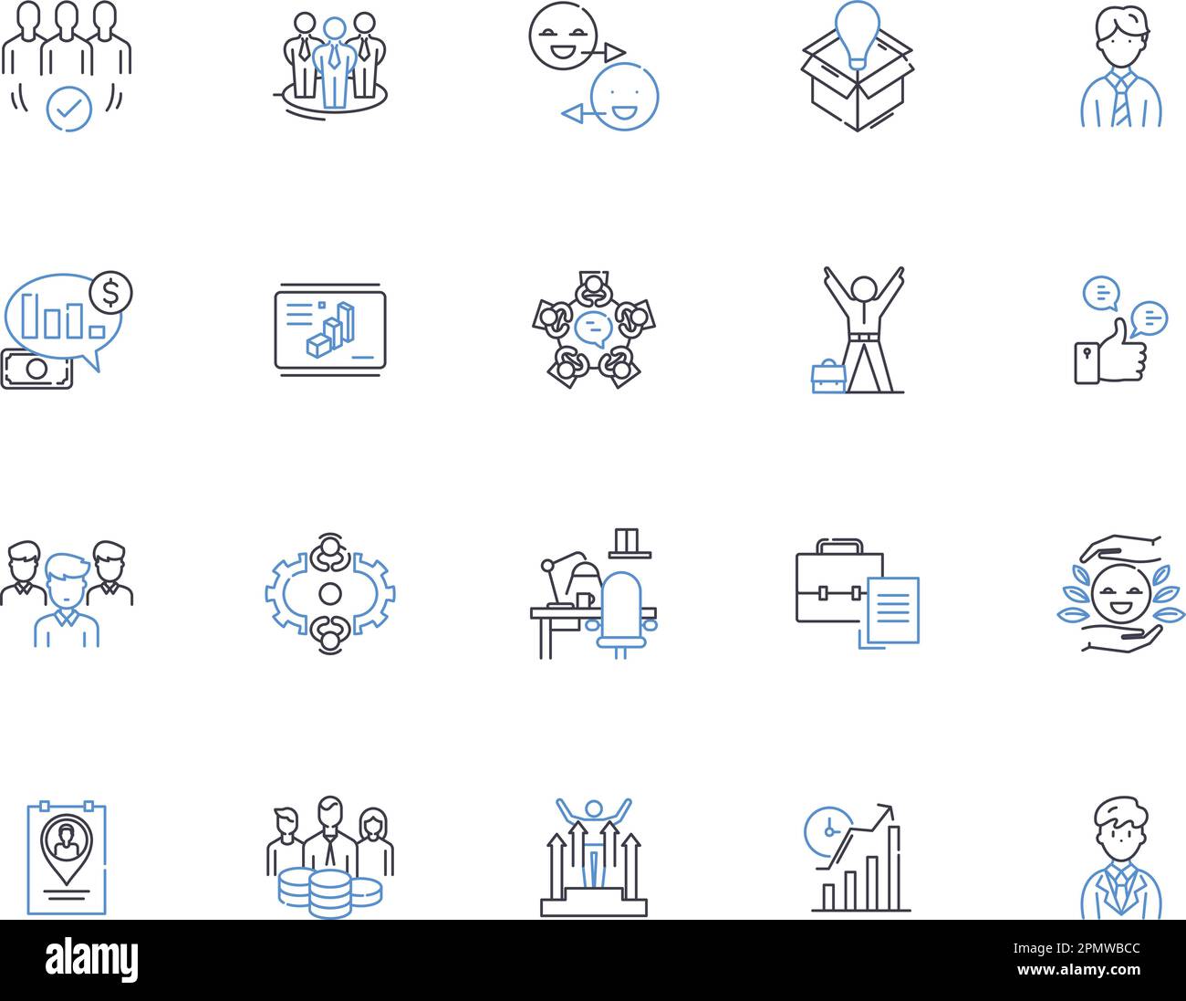 Manager outline icons collection. Supervisor, Leader, Administrator, Director, Organizer, Strategist, Advisor vector and illustration concept set Stock Vector