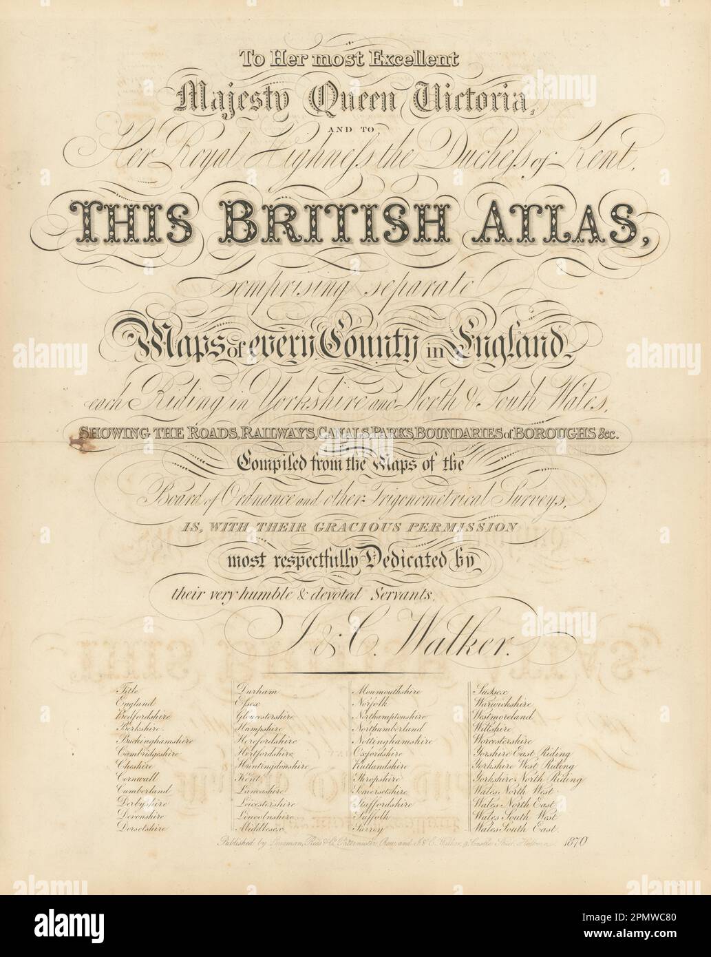 Walker's British Atlas - Frontispiece - title page 1870 old antique print Stock Photo