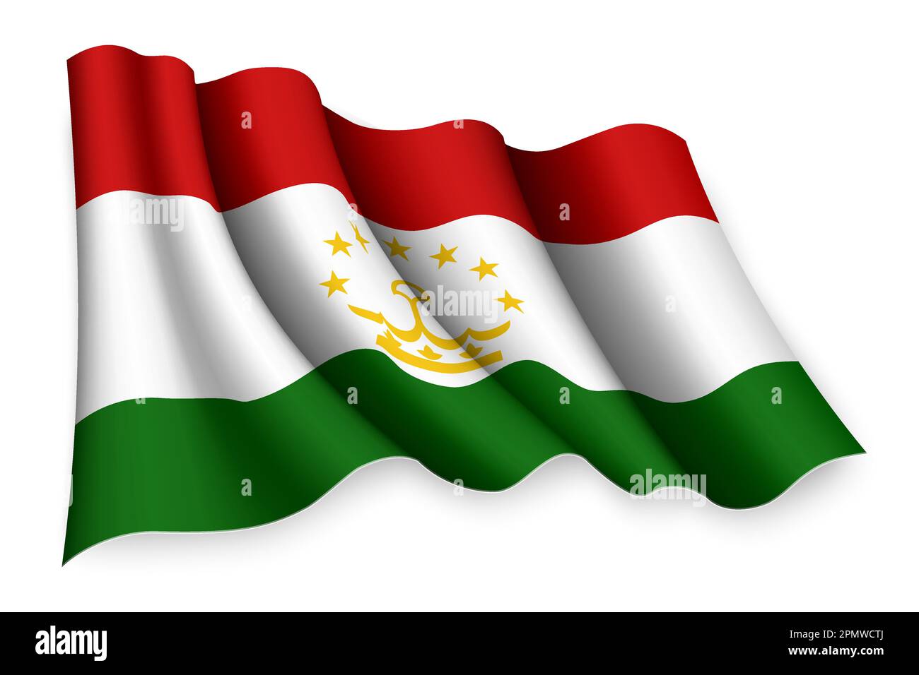 Realistic waving flag of Tajikistan Stock Vector
