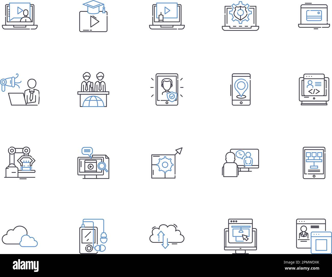 Computer technology outline icons collection. Computer, Technology ...