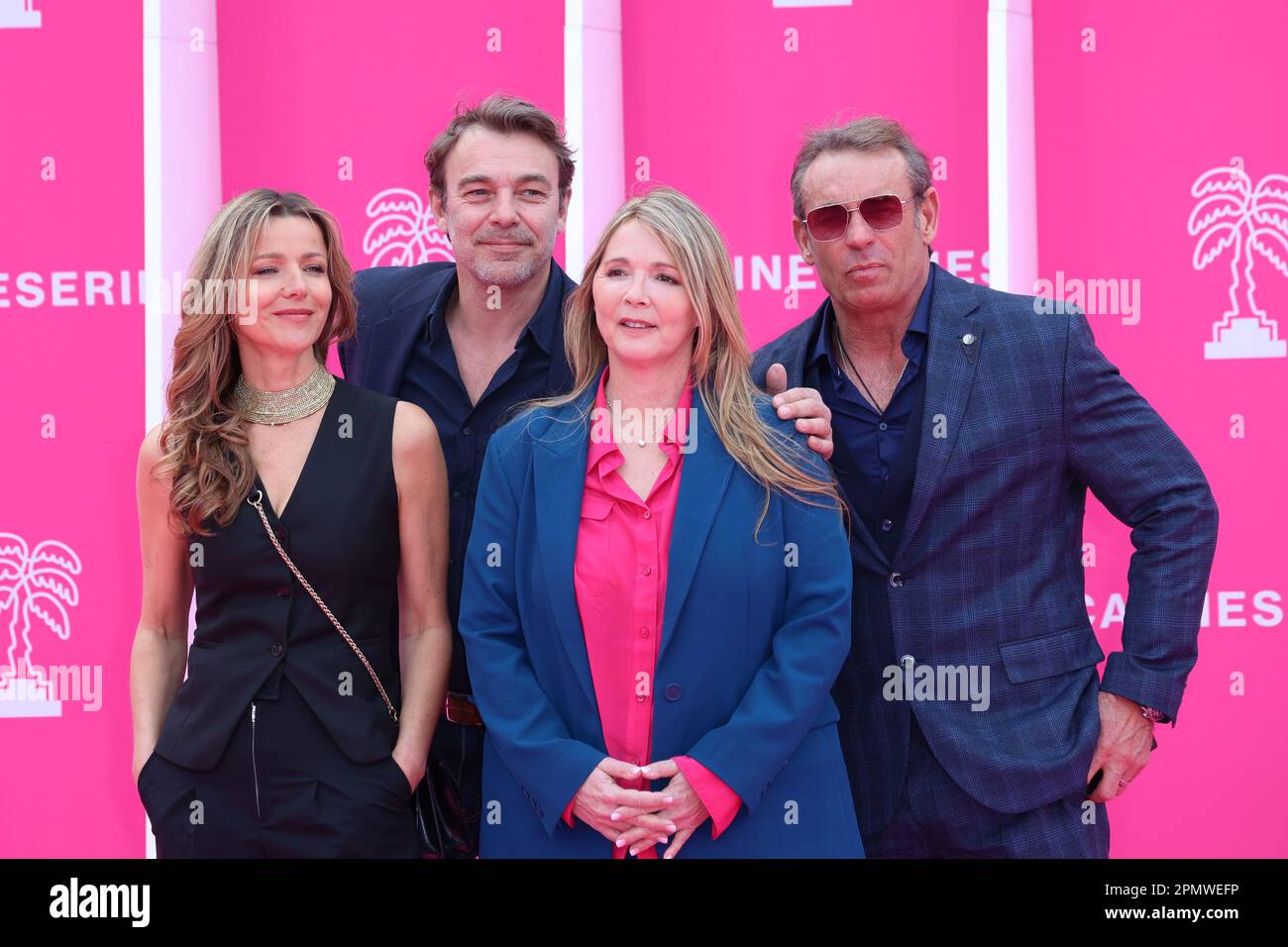 Cannes, France. 14th Apr, 2023. CANNES, FRANCE on 14. APRIL 2023; The CANNESERIES named Festival - Day 1, Laure Guibert, Patrick Puydebat, Helene Rolles and Tom Schacht attends the opening ceremony during the 6th Canneseries International Festival on April 14, 2023 in Cannes, France., picture and copyright Thierry CARPICO/ATP images (CARPICO Thierry/ATP/SPP) Credit: SPP Sport Press Photo. /Alamy Live News Stock Photo