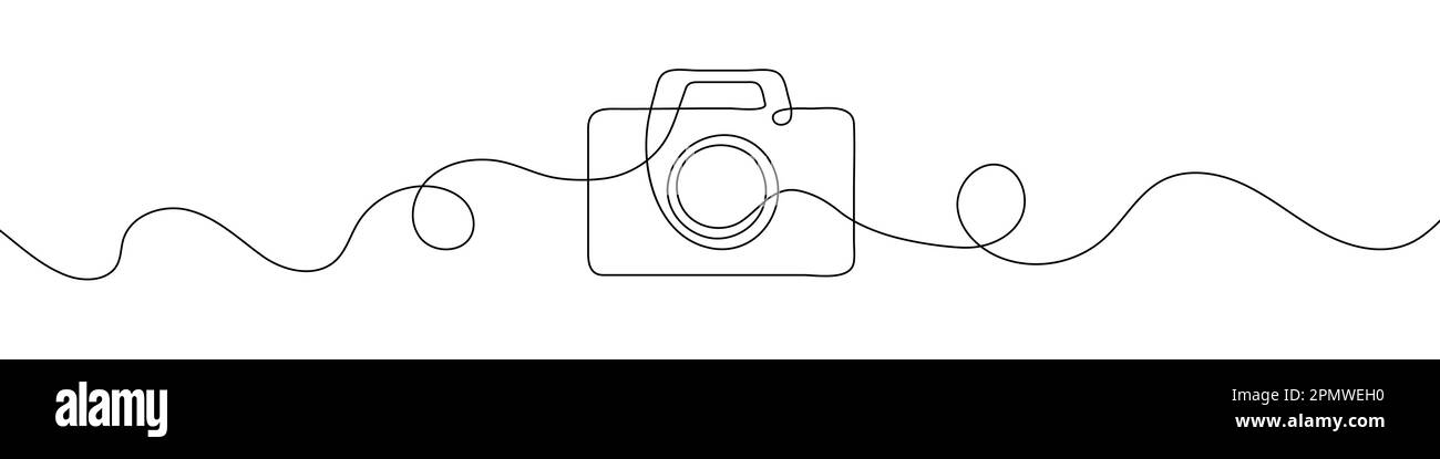 Camera icon in continuous line drawing style. Line art of photo camera ...