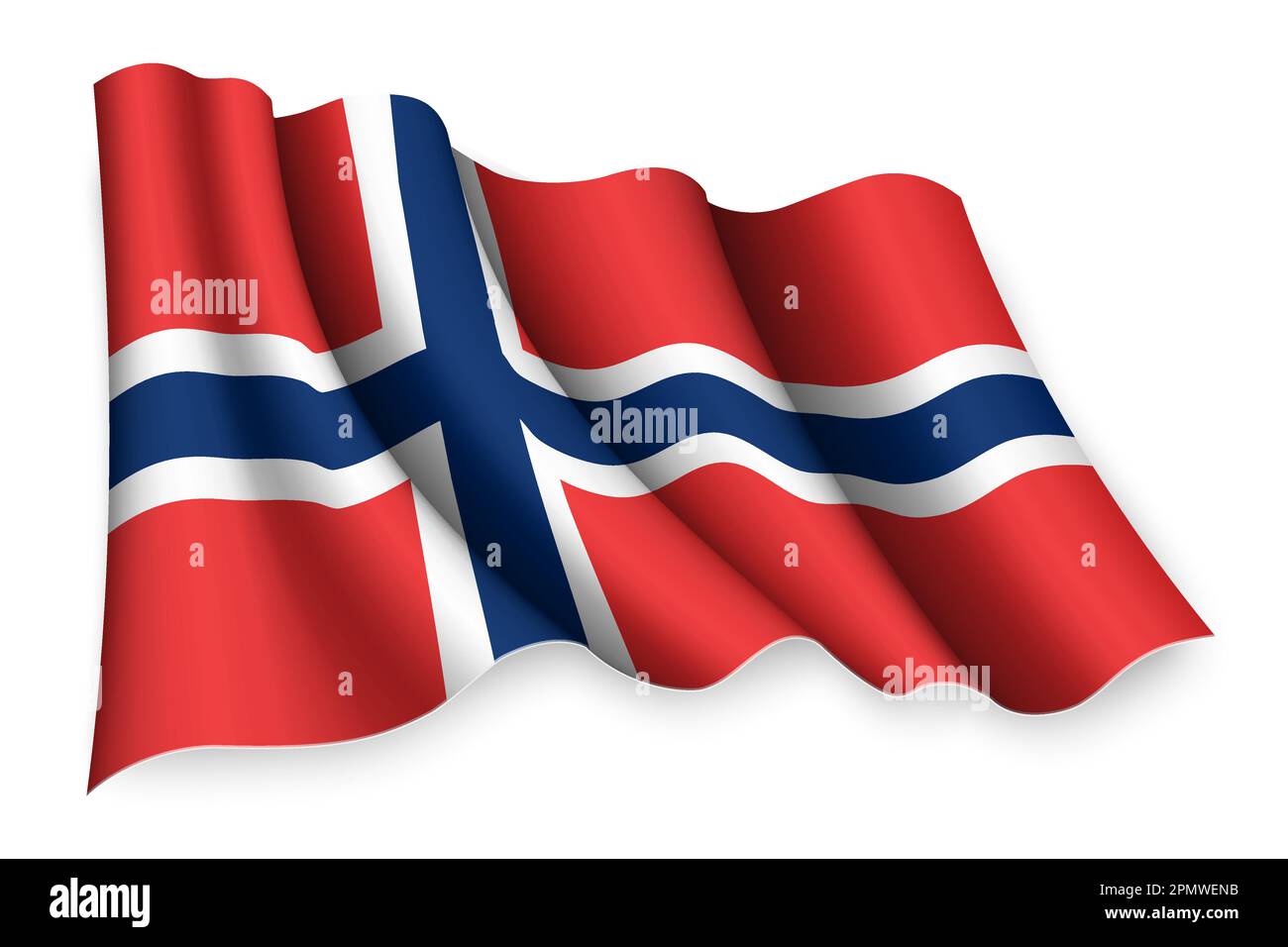 Realistic waving flag of Norway Stock Vector Image & Art - Alamy