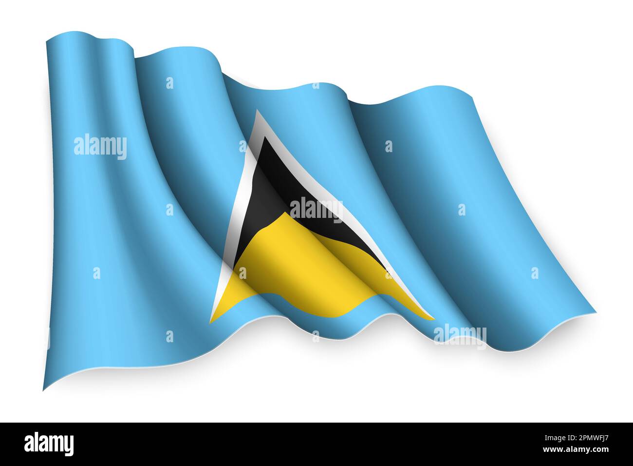 Realistic waving flag of Saint Lucia Stock Vector