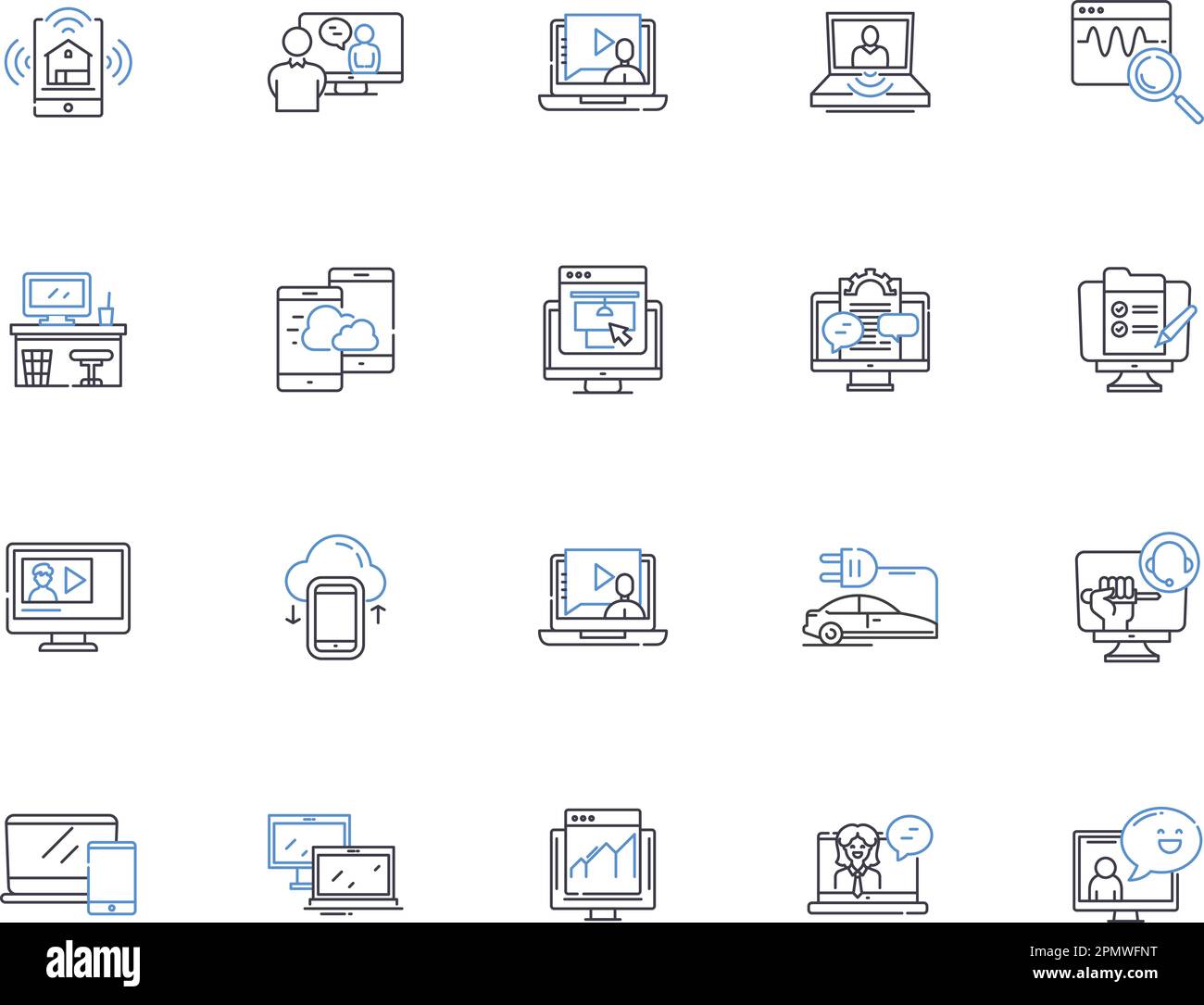 Electronics outline icons collection. electronics, gadgets, TVs, phones ...