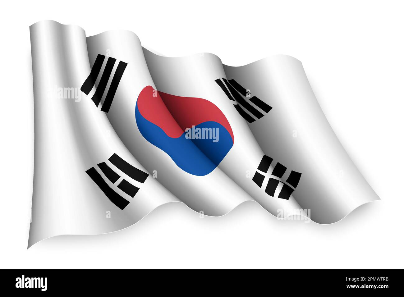 Realistic waving flag of South Korea Stock Vector Image & Art - Alamy