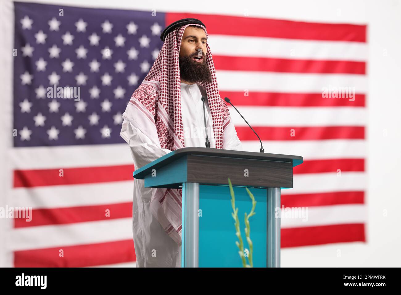 Arab man microphone hi-res stock photography and images - Alamy