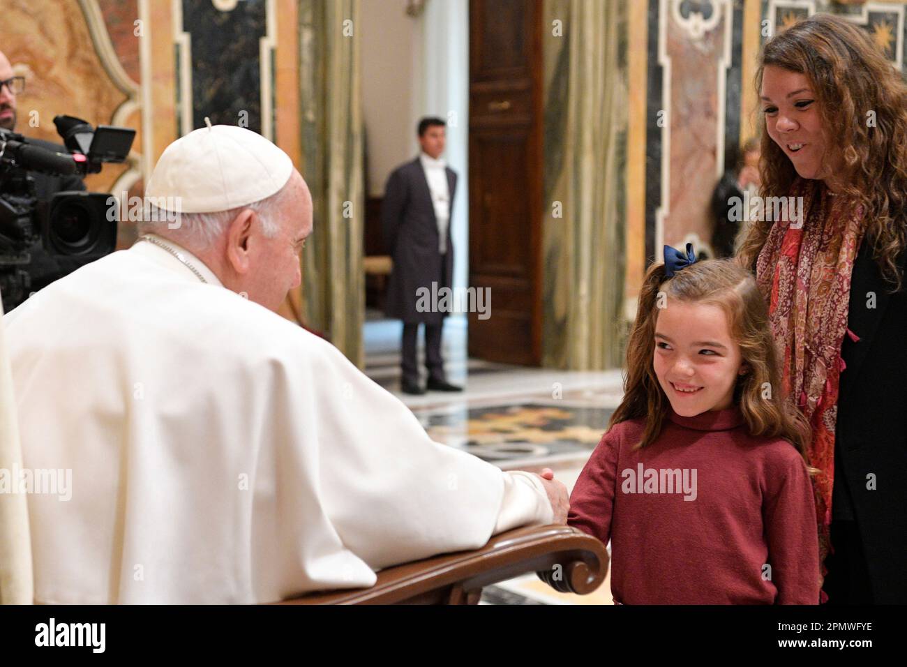 Vatican, Vatican. 15th Apr, 2023. Italy, Rome, Vatican, 2023/4/15.Pope Francis receives in audience Members of the Fundaciòn Madre de la Esperanza de Talavera de la Reina, of Toledo ( Spain ) at the Vatican Photograph by Vatican Media /Catholic Press Photo/hANS lUCAS . RESTRICTED TO EDITORIAL USE - NO MARKETING - NO ADVERTISING CAMPAIGNS. Credit: Independent Photo Agency/Alamy Live News Stock Photo