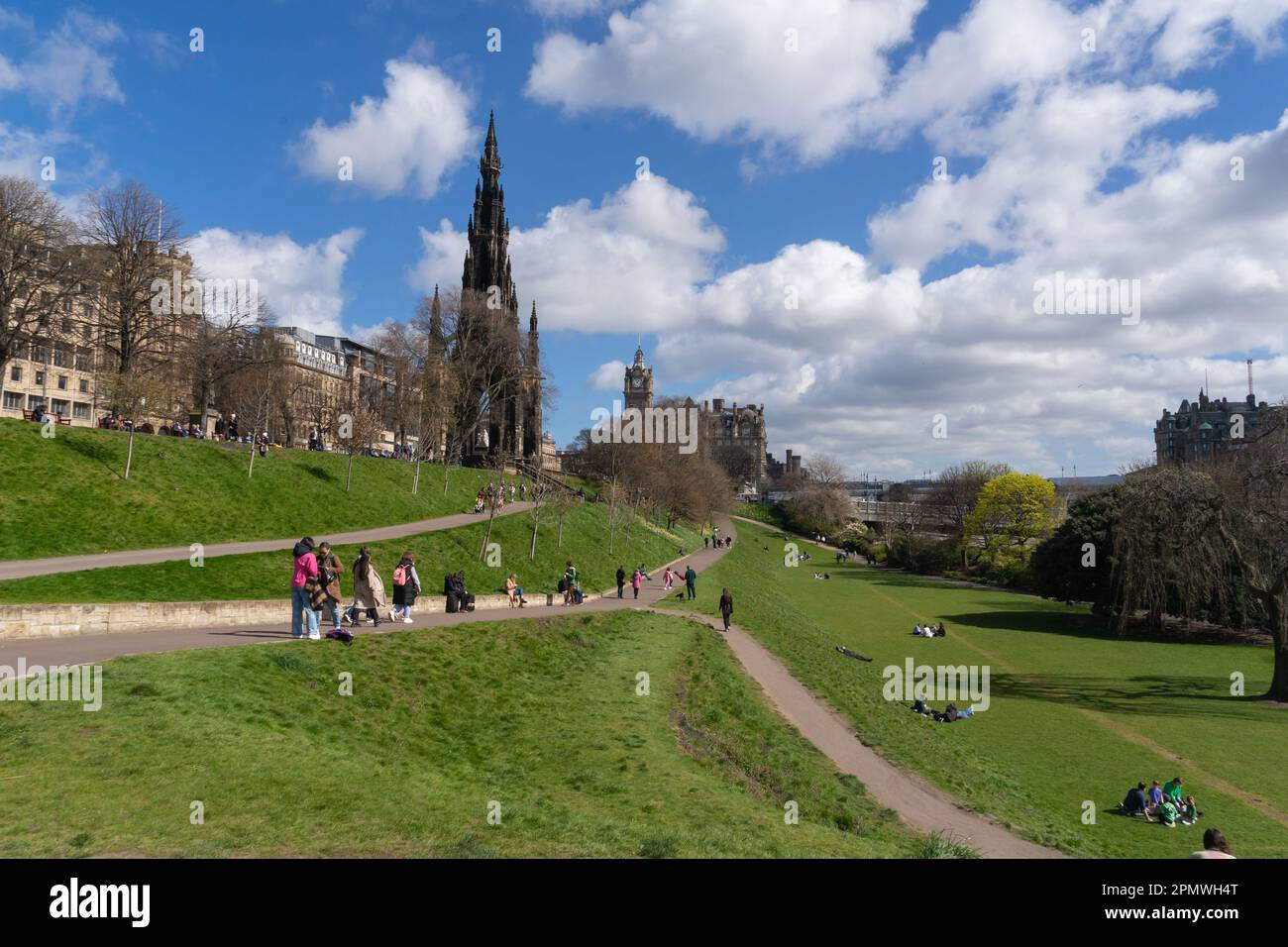 A Sunny Spring day in Princes Street Gardens, Edinburgh Stock Photo