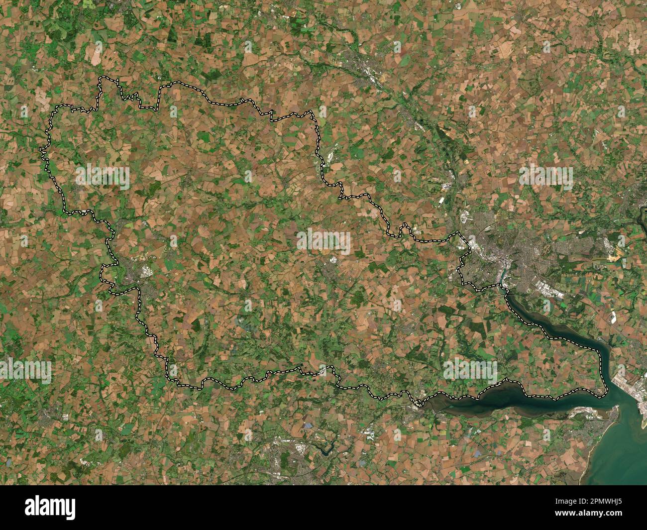 Babergh, non metropolitan district of England - Great Britain. Low resolution satellite map Stock Photo