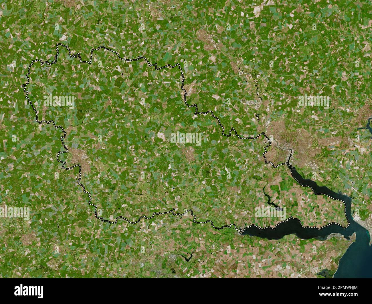 Babergh, non metropolitan district of England - Great Britain. High resolution satellite map Stock Photo