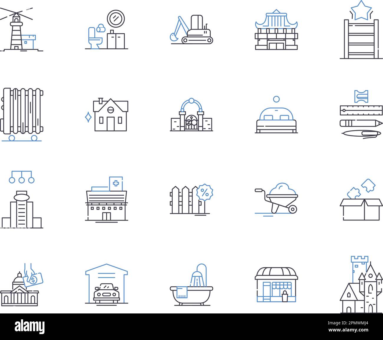 Housekeeping outline icons collection. cleaning, laundry, dusting