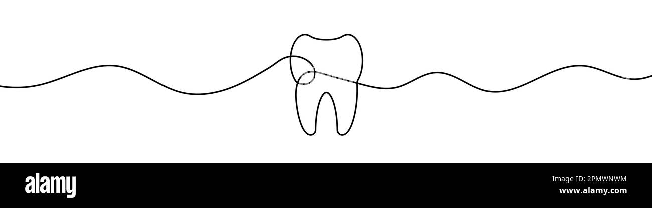 Tooth icon in continuous line drawing style. Line art of tooth icon ...