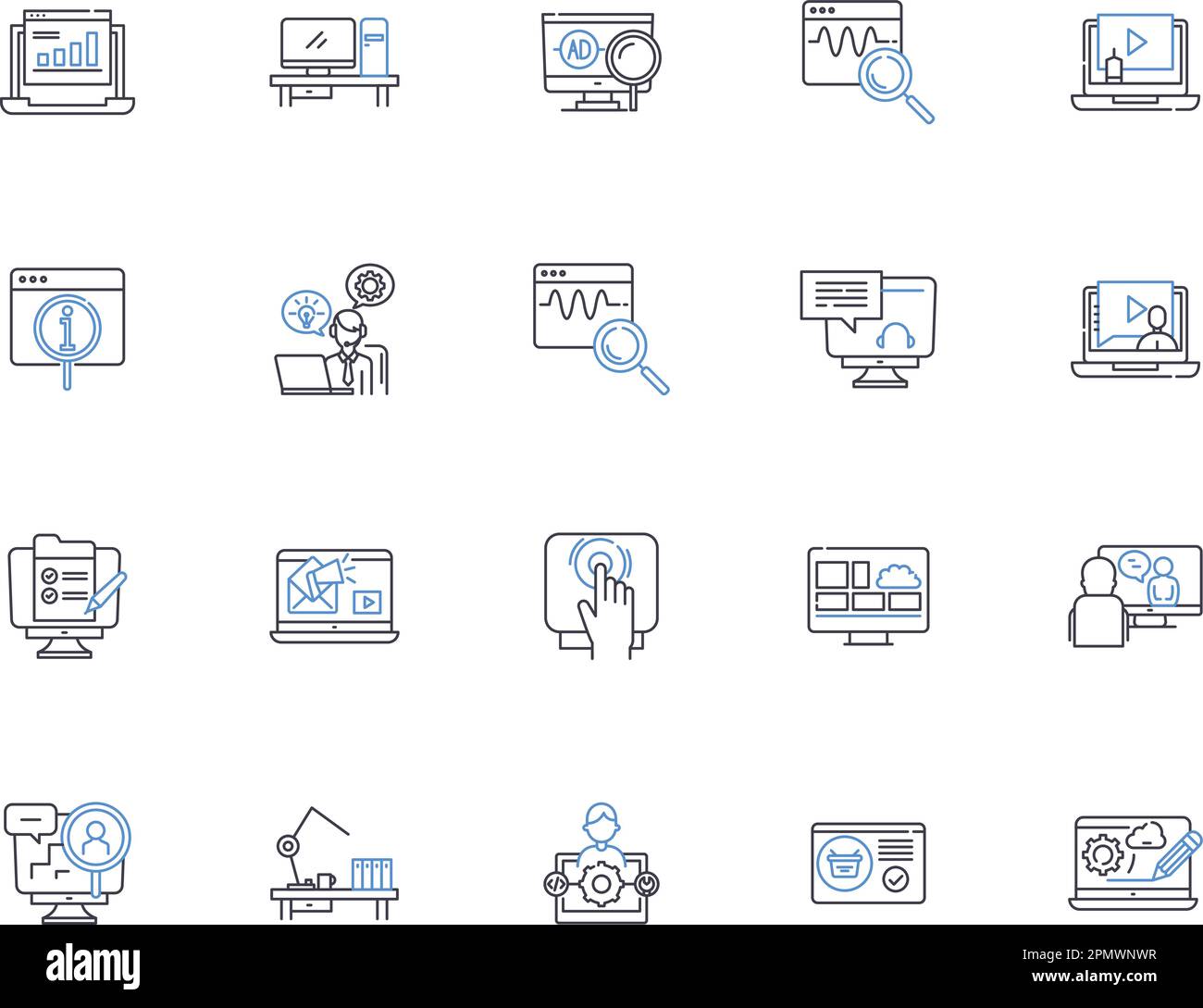 Telemarketing outline icons collection. Telemarketing, Sales, Calling ...