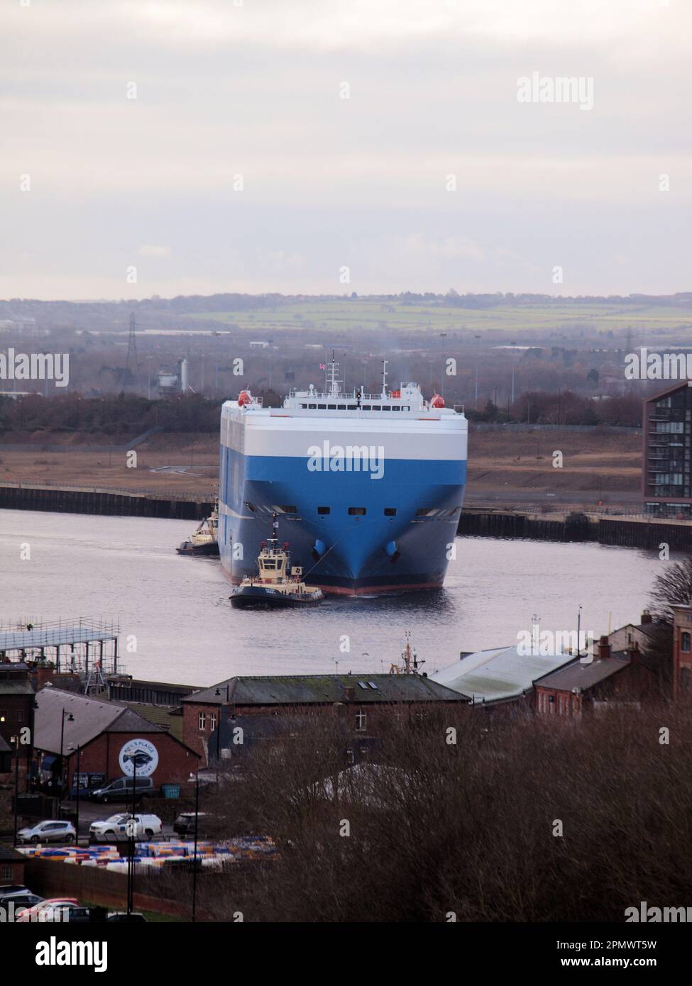 'Blanco Ace' car vehicle carrier leaving the Nissan terminal at the