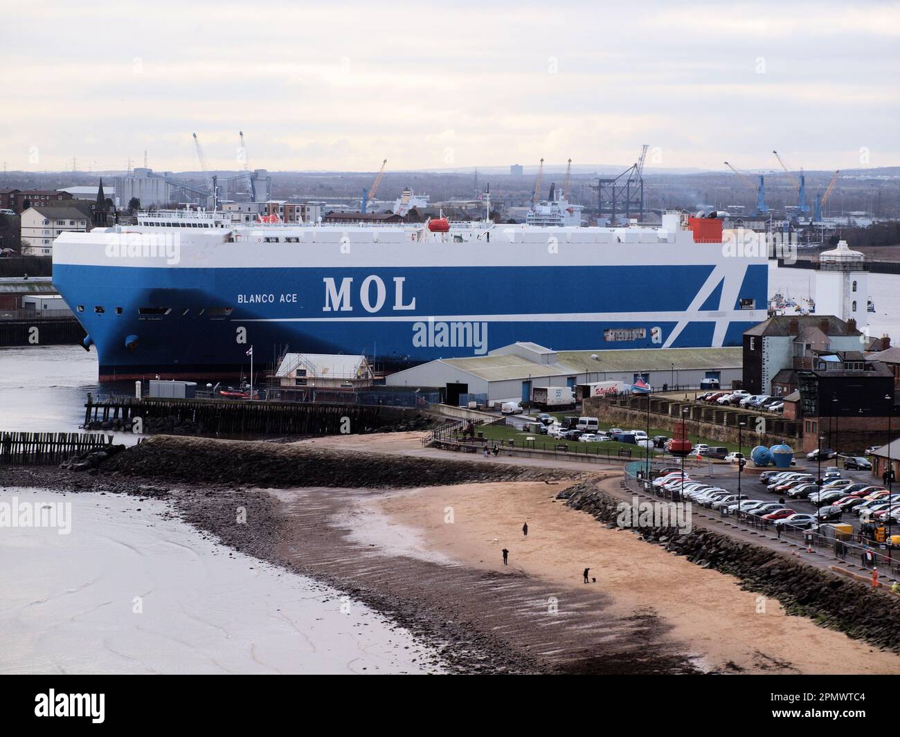 'Blanco Ace' car vehicle carrier leaving the Nissan terminal at the