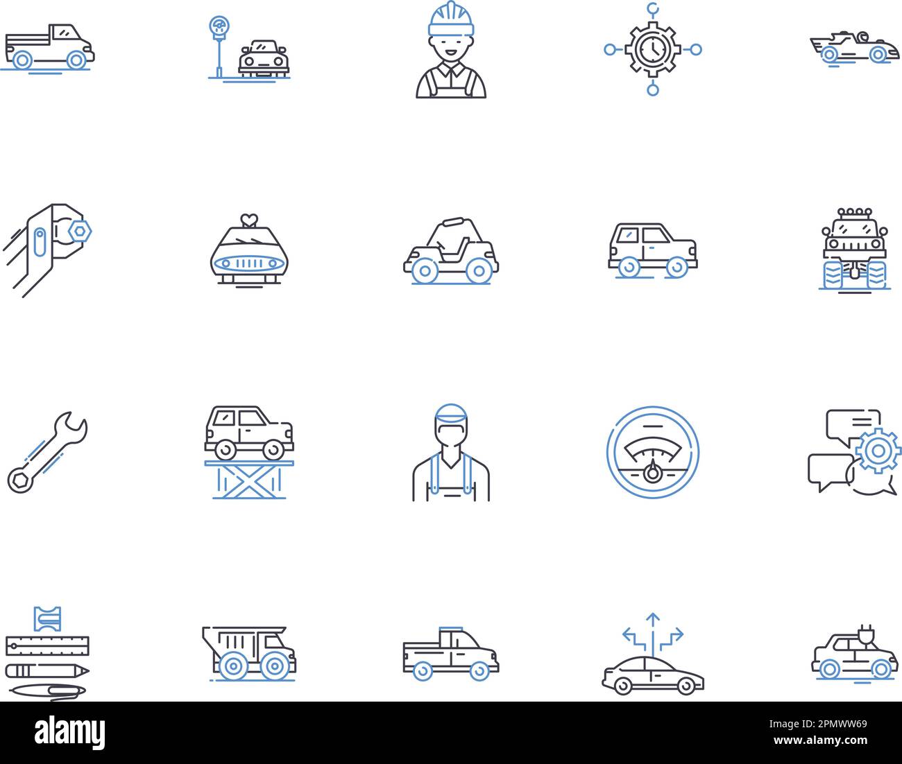 Car service outline icons collection. Maintenance, Garages, Oilchange
