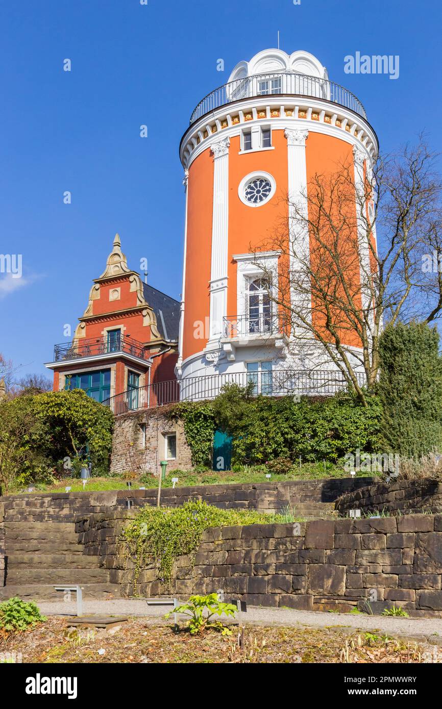 Historic Elisenturm tower in the botanical gardens of Wuppertal