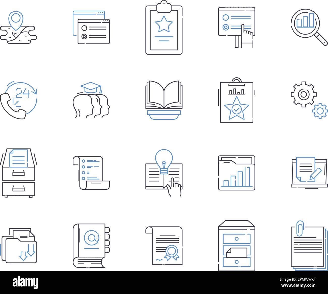 online learning outline icons collection. E-learning, virtual ...