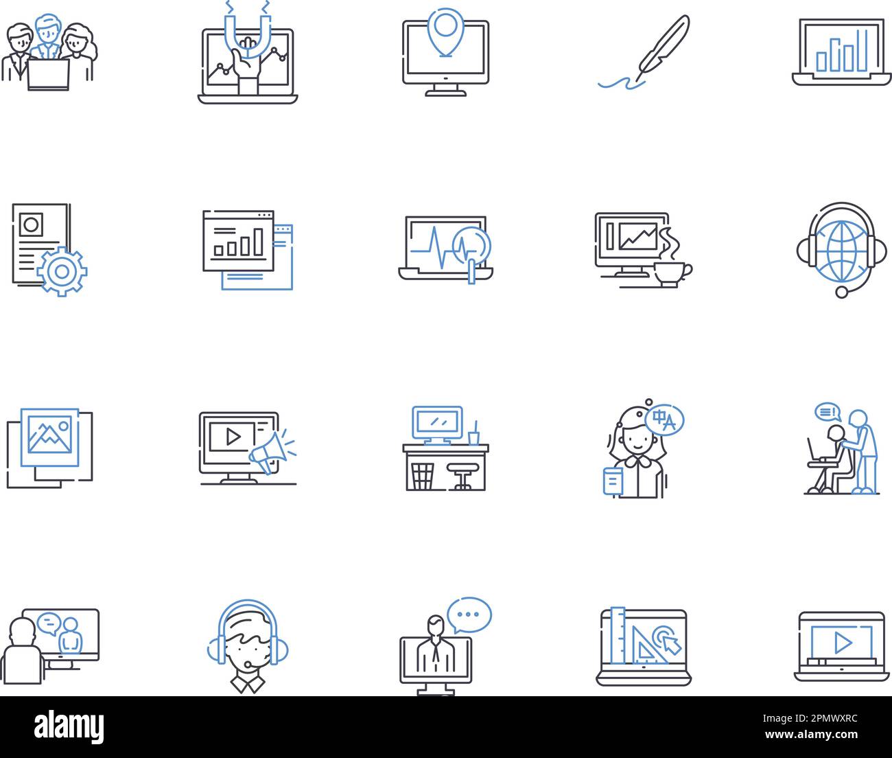 Working outline icons collection. Employing, Occupying, Laboring ...