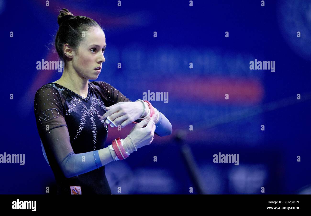 ANTALYA - Naomi Visser in action during the uneven bars apparatus final at the European Championships in Turkey. ANP IRIS VAN DEN BROEK netherlands out - belgium out Credit: ANP/Alamy Live News Credit: ANP/Alamy Live News Credit: ANP/Alamy Live News Stock Photo