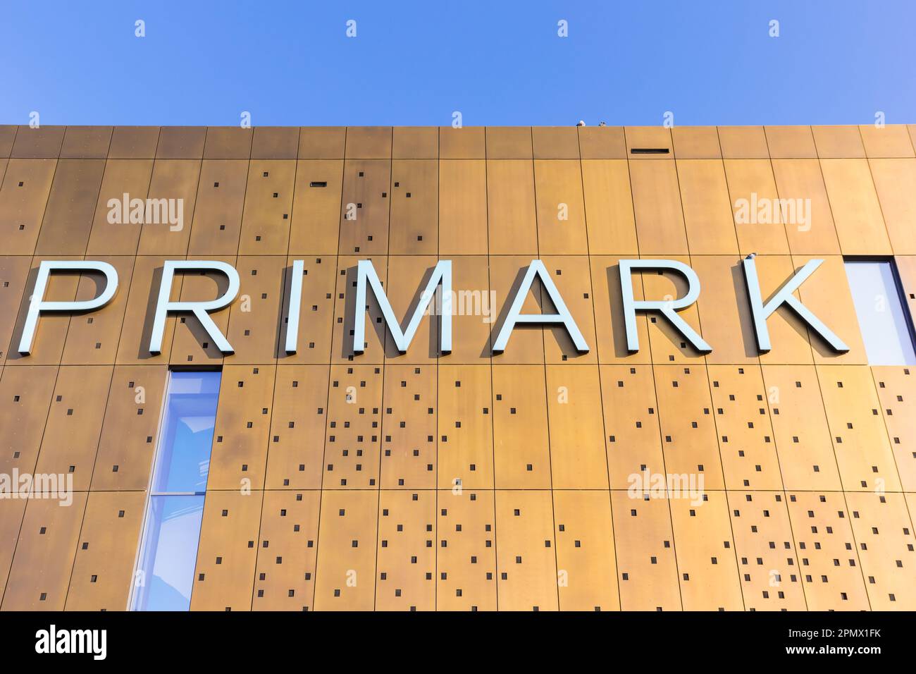 Golden facade of the new Primark clothing store in Wuppertal, Germany Stock Photo