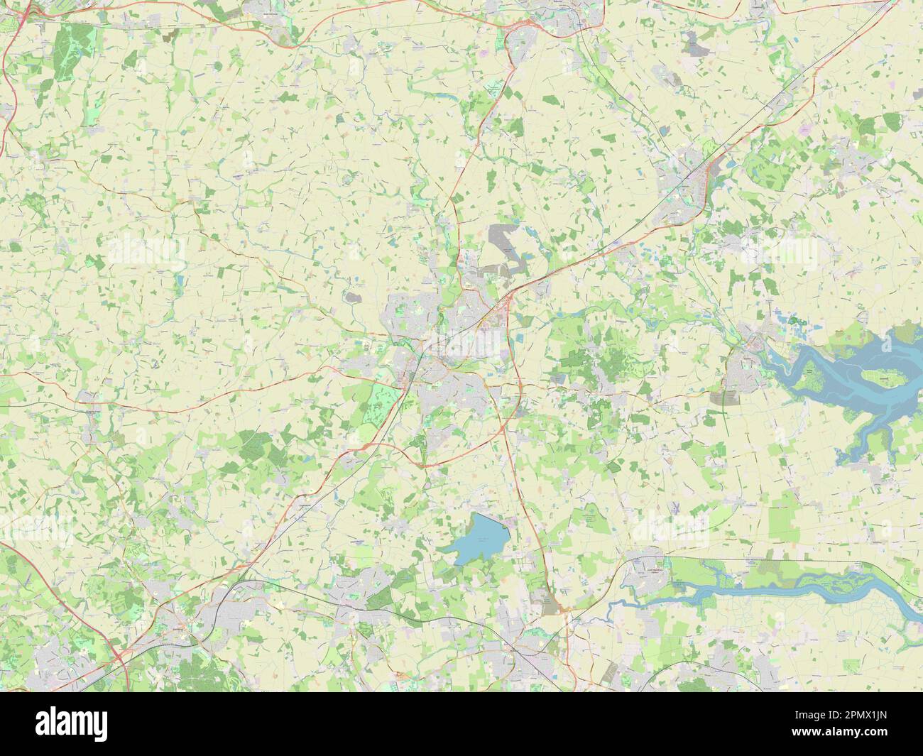 Chelmsford, non metropolitan district of England - Great Britain. Open Street Map Stock Photo